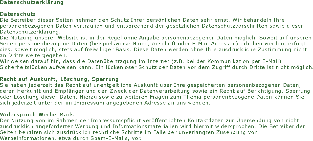Datenschutzerkl�rung 